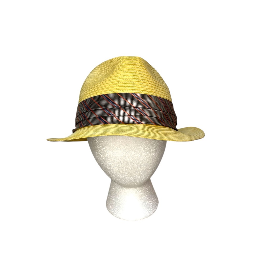 Delux | Yellow Fedora with Striped Band
